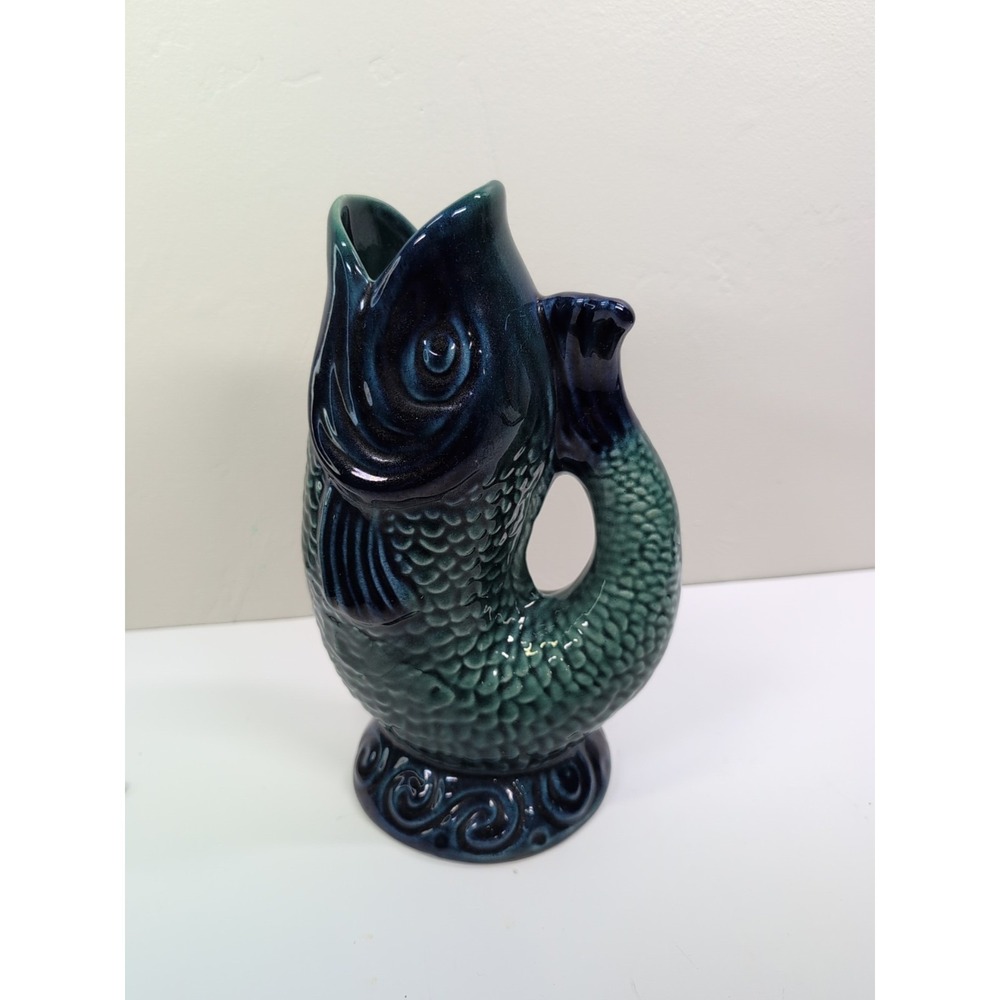 Vintage( Suspected )Olfaire Fish Shaped Gurgle Jug Pitcher Ceramic - Picture 6 of 8